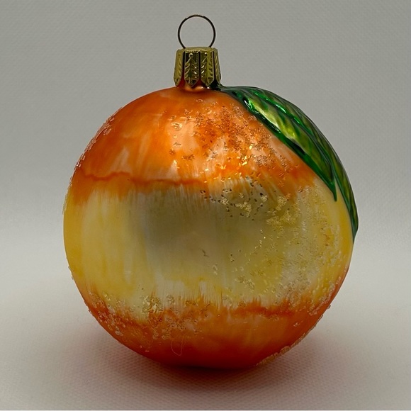 European Glass Sugared Peach Hand-painted Holiday Ornament - Picture 4 of 8